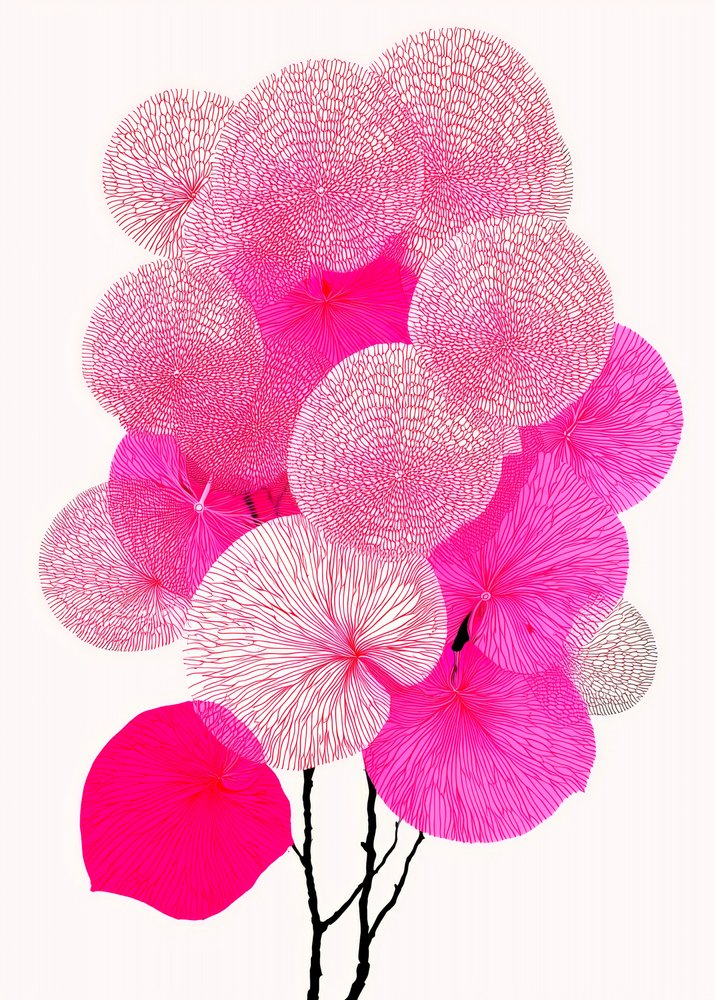 Moderne rosa botaniske motiver av Justyna Jaszke