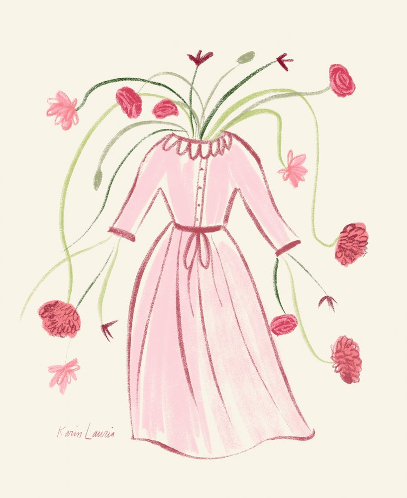 Blomstrende rosa kjole av Karin Lauria