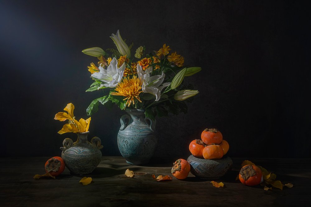 Høstblomster og frukt av Lydia Jacobs