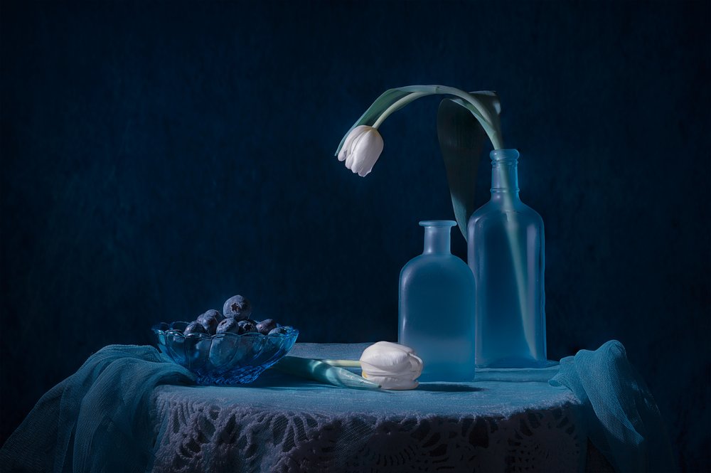 Elegant blått stilleben av Lydia Jacobs