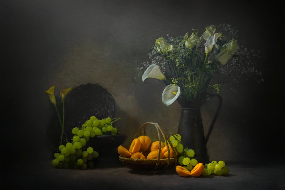 Stemningsfulle frukter og blomster av Lydia Jacobs