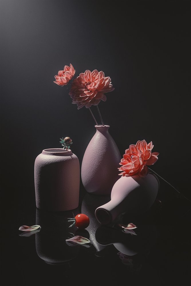 Stille rosa blomsterstilleben av Lydia Jacobs