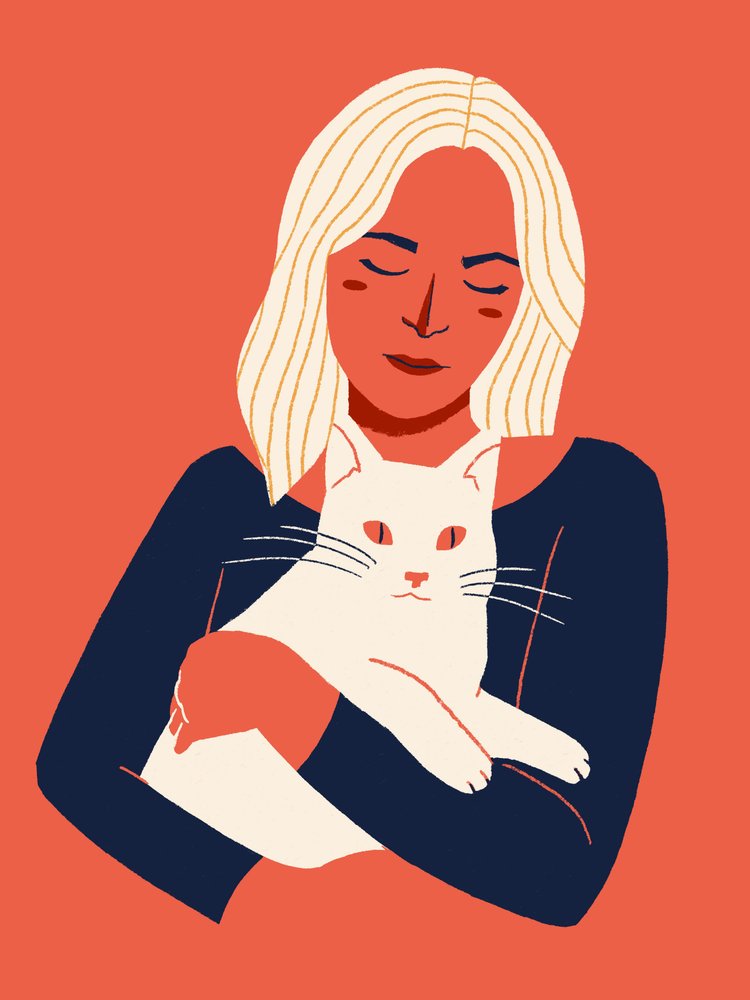 Koselig kvinne og katt av Monika Gregulska