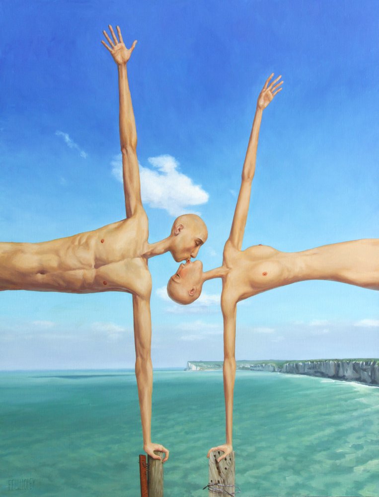 Et surrealistisk kyssende par av Myriam Feuilloley