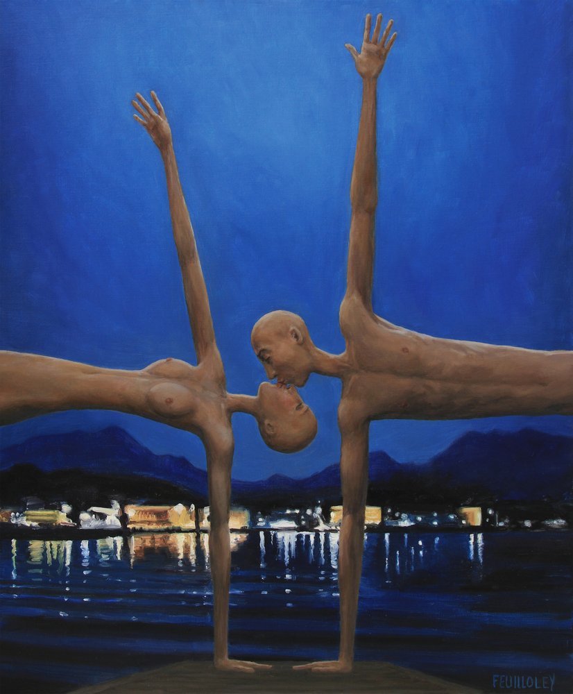 Surrealistisk nattlig omfavnelse av Myriam Feuilloley