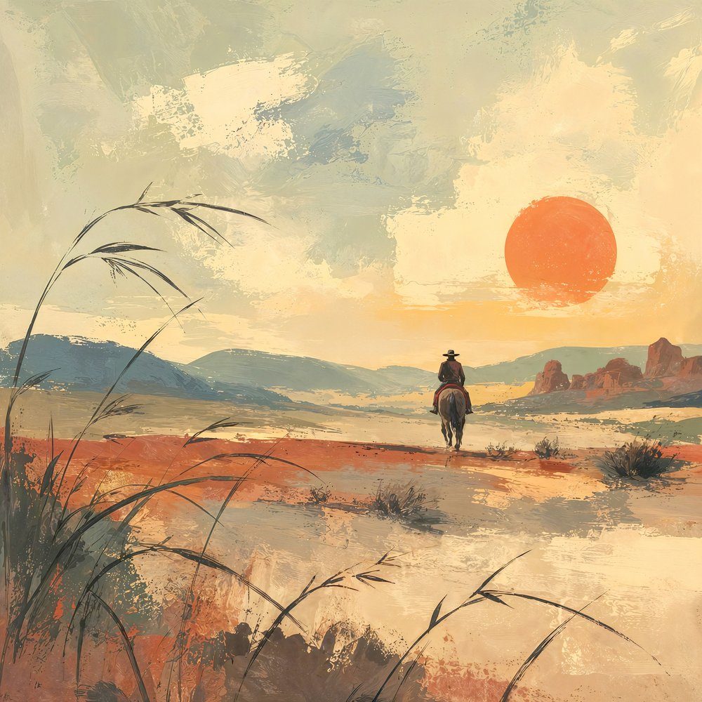 Desert Rider ved solnedgang av Natalie Bruns