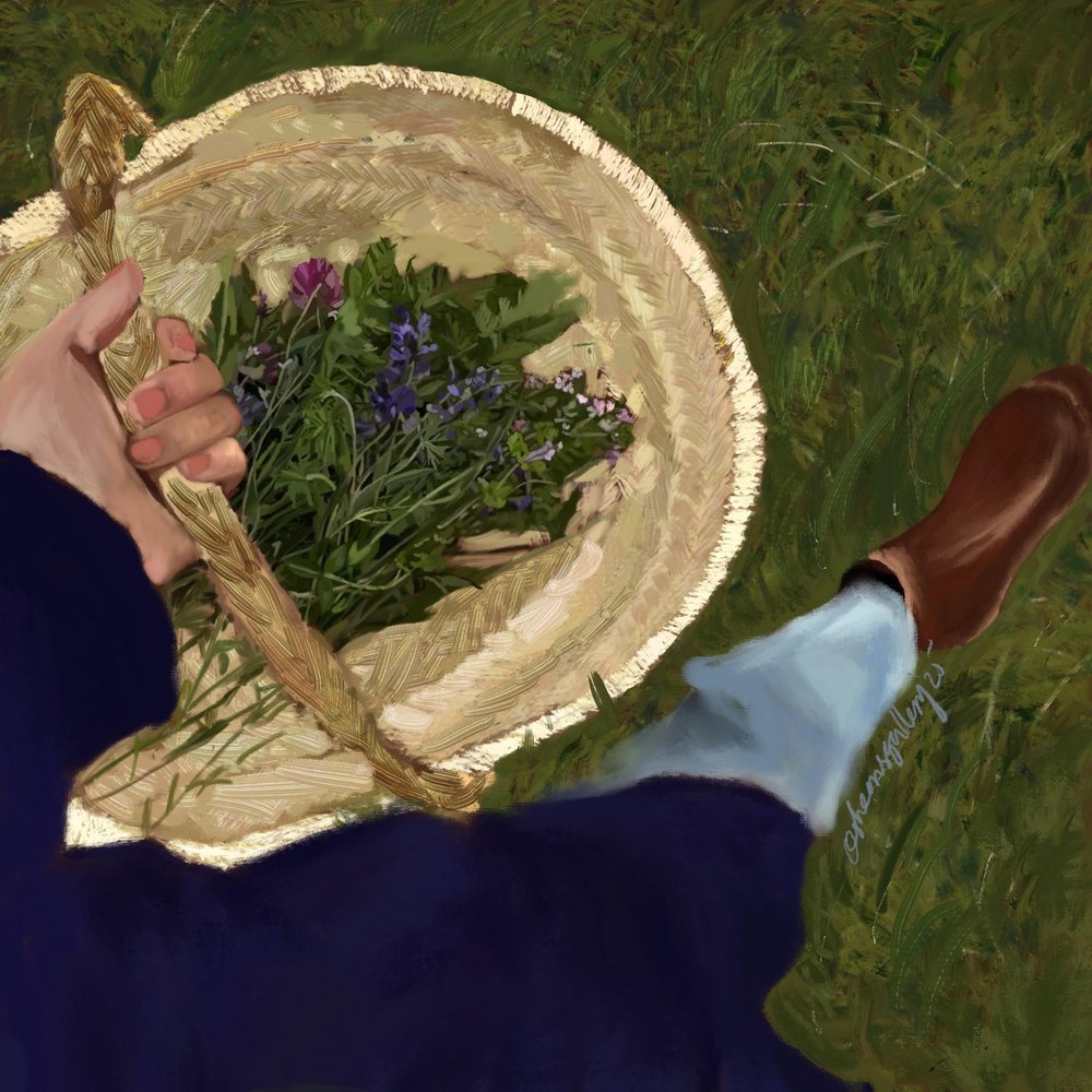 Kurv med villblomster av Osheensgallery
