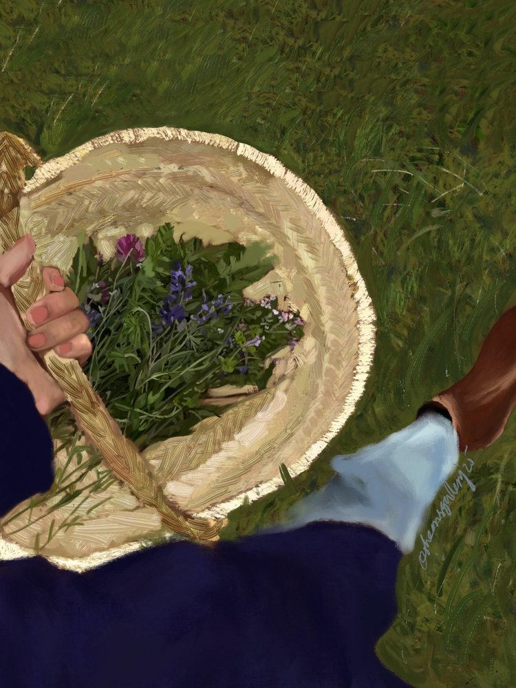 Kurv med villblomster av Osheensgallery