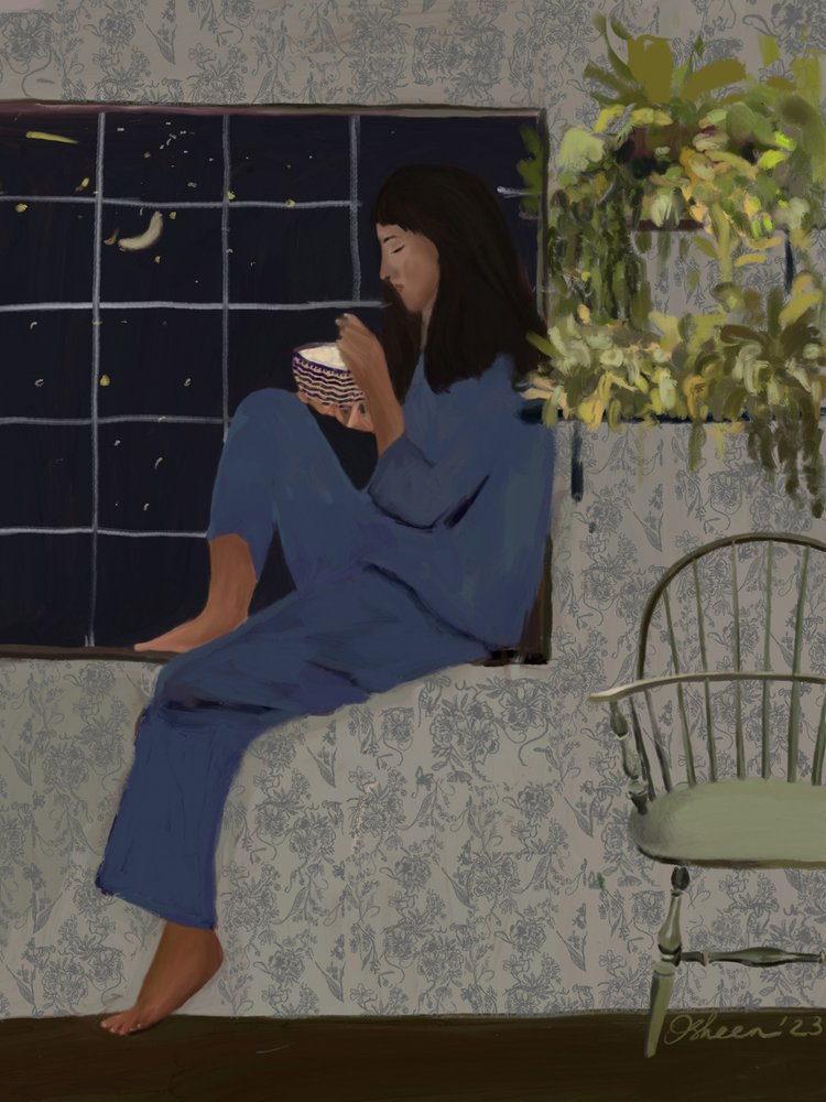 Måltid ved det månebelyste vinduet av Osheensgallery
