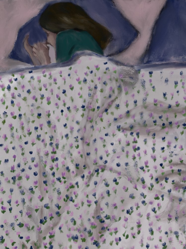 Kvinne i blomsterbed av Osheensgallery
