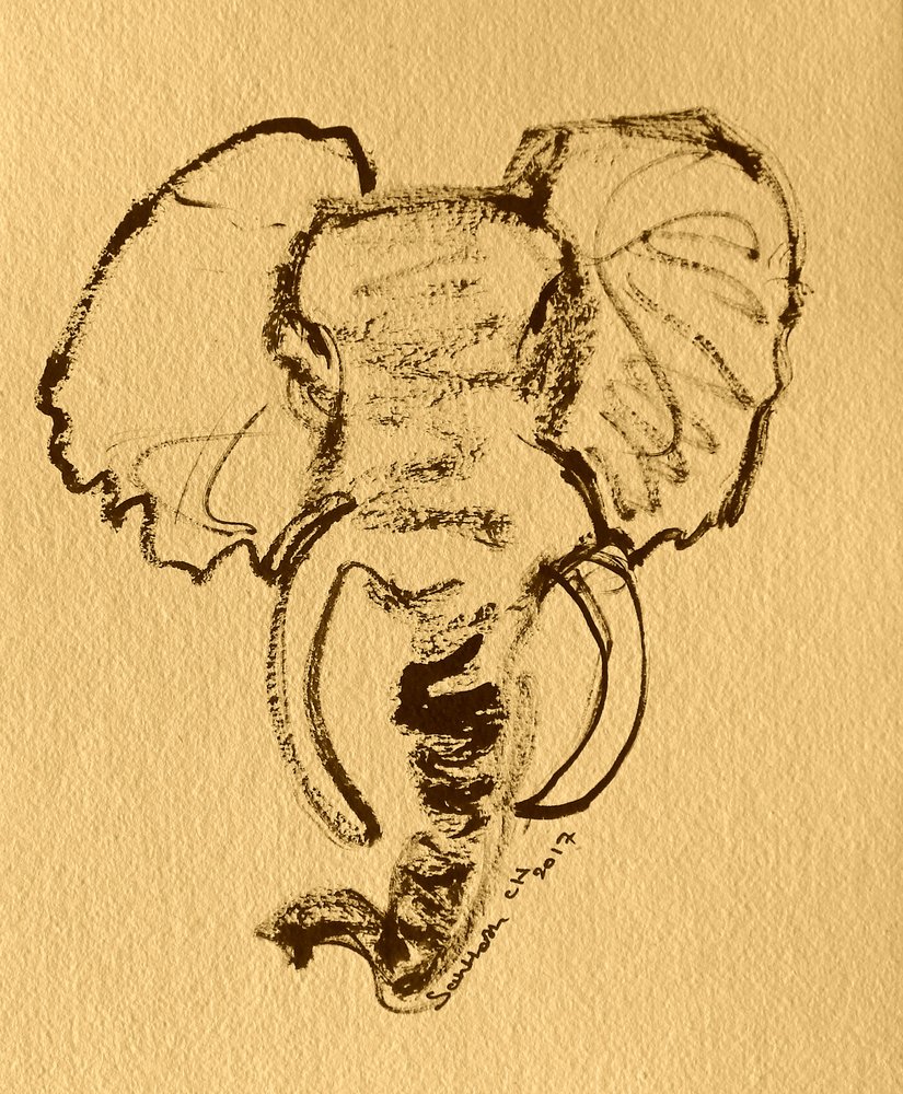 Skisse av afrikansk elefant av Santhosh ch