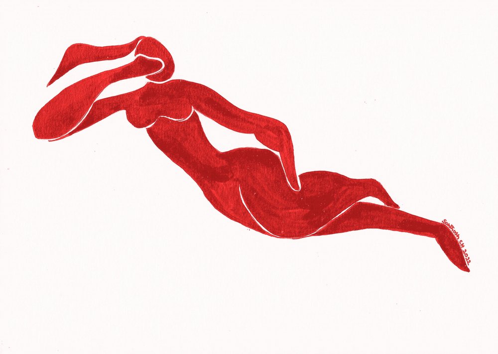 Grasiøs rød figur av Santhosh ch