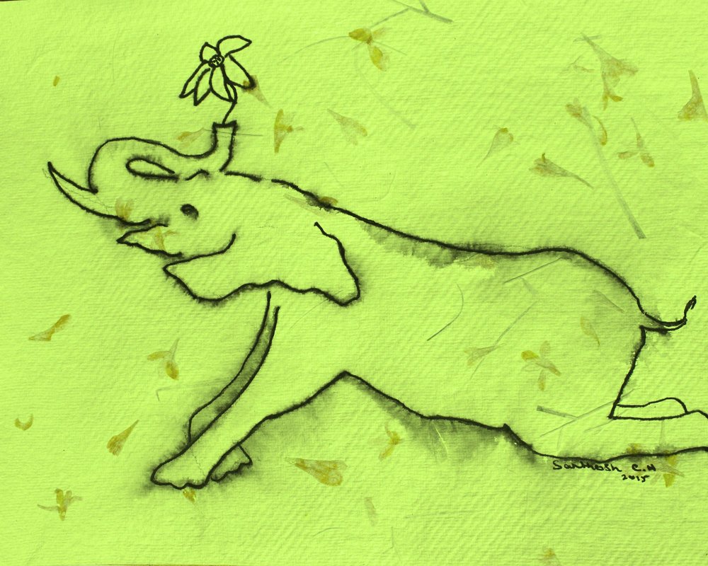 Lykkelig elefant med blomst av Santhosh ch