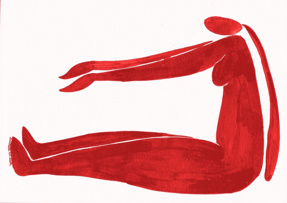 Minimalistisk rød yogafigur av Santhosh ch