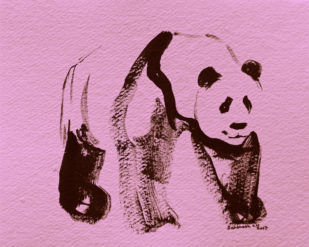 Penselstrøk av en rosa panda av Santhosh ch