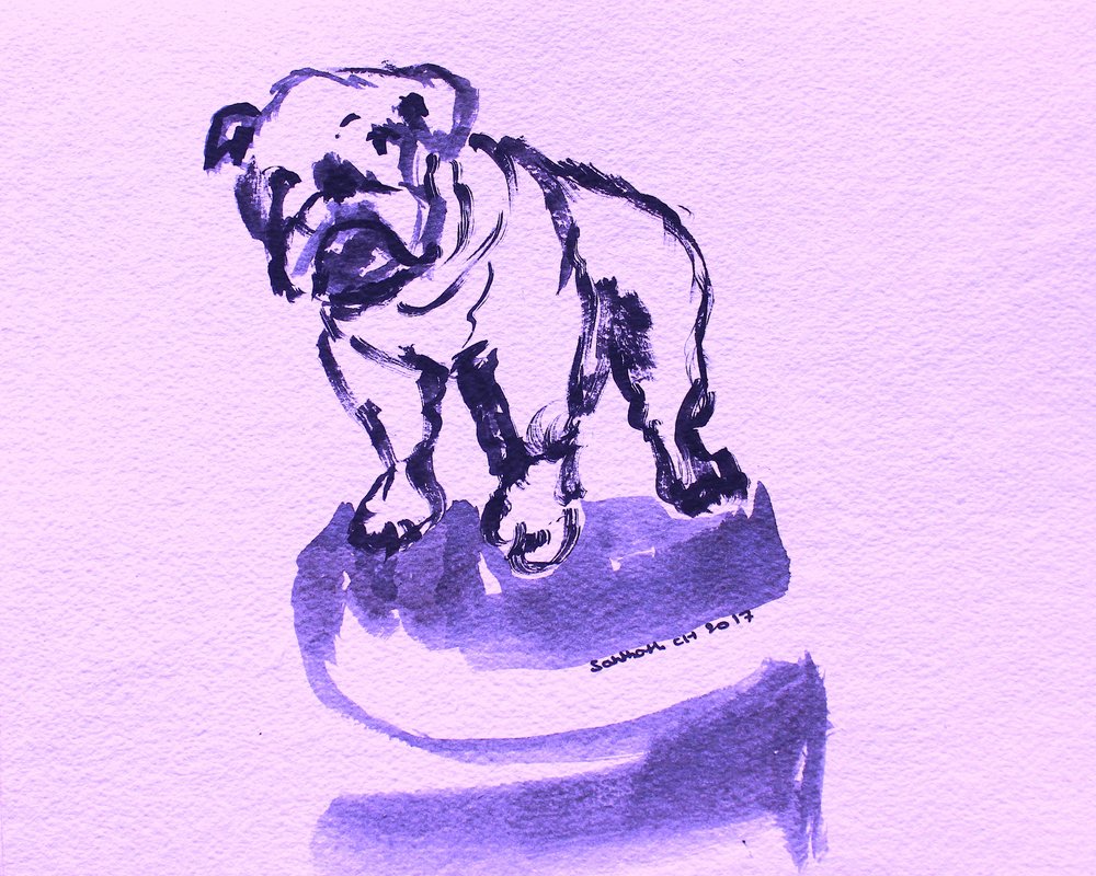 Skisse av en lilla bulldog av Santhosh ch