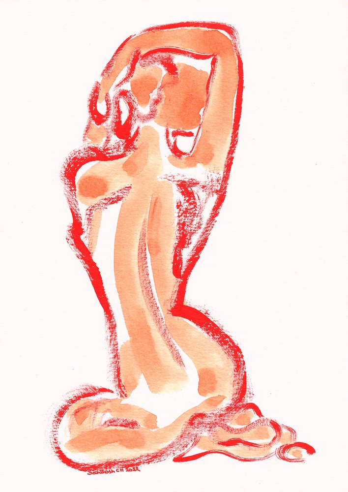 Studie av en sensuell rød figur av Santhosh ch
