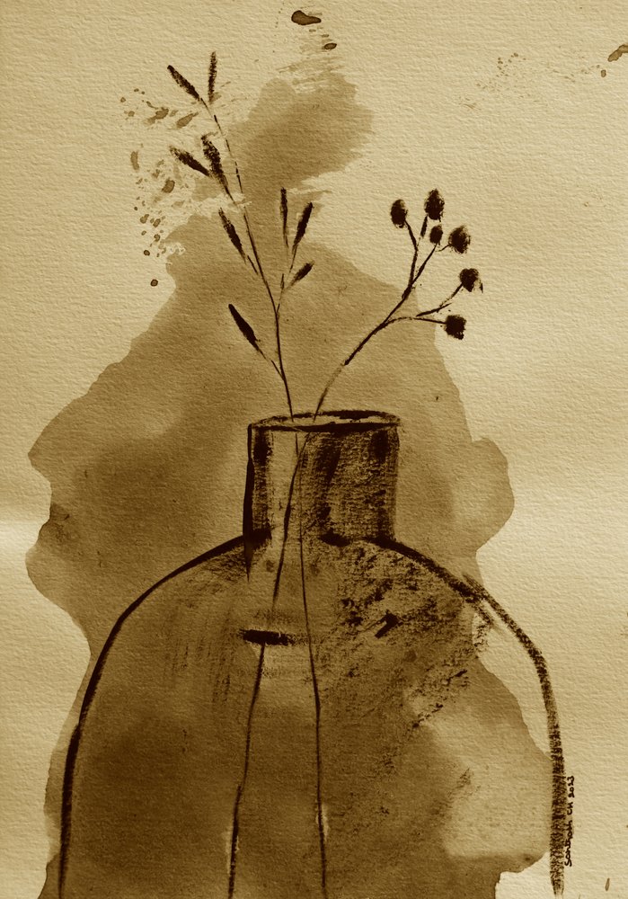Sepia botanisk vase av Santhosh ch