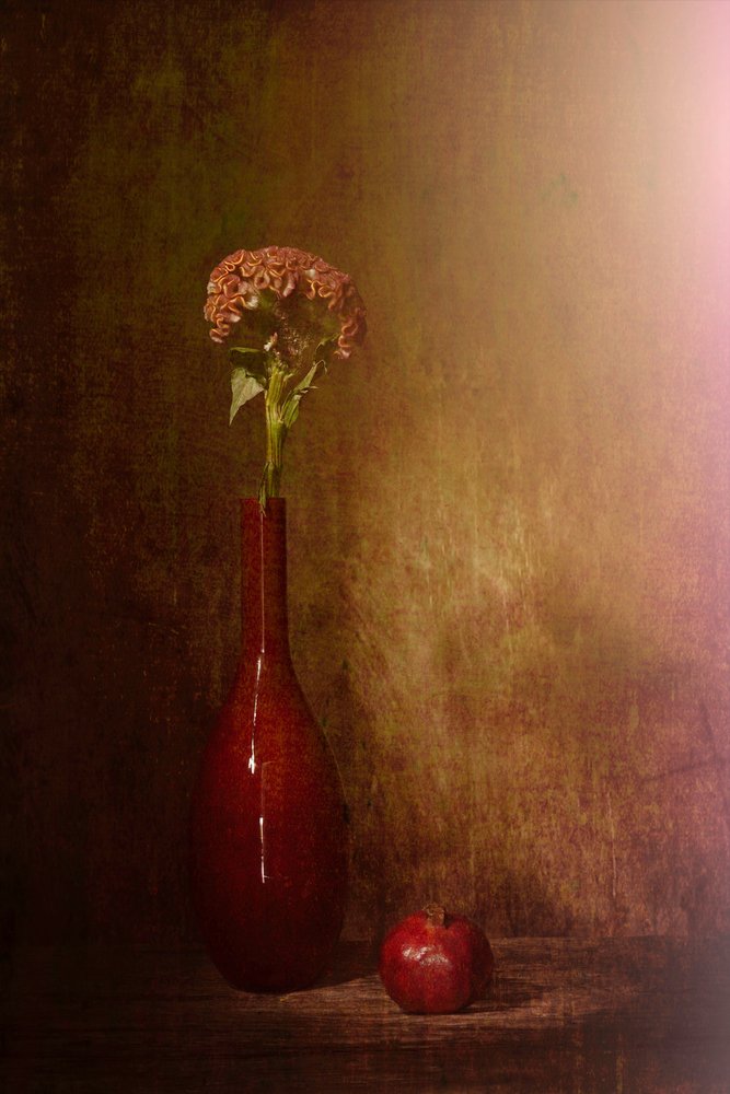 Mørkt stilleben med blomster av Saskia Dingemans