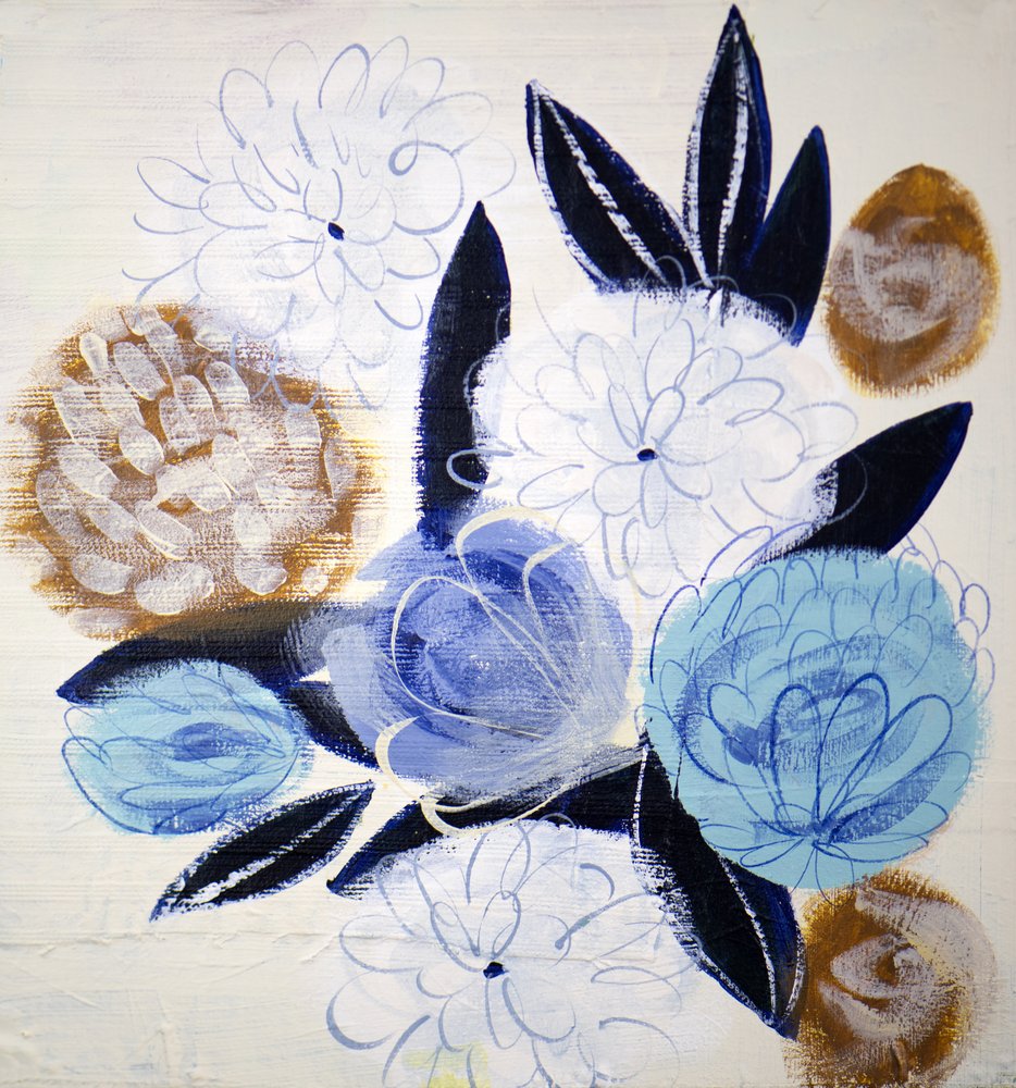 Abstrakte blågullblomster av Shelley Hampe