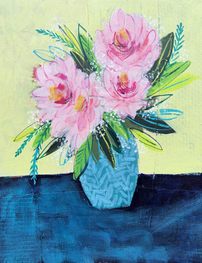Abstrakt rosa blomsterbukett av Shelley Hampe