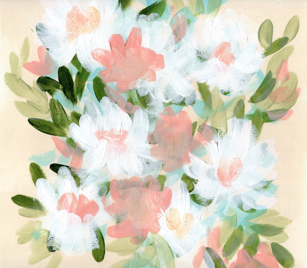 Pastellfarget floral abstraksjon av Shelley Hampe
