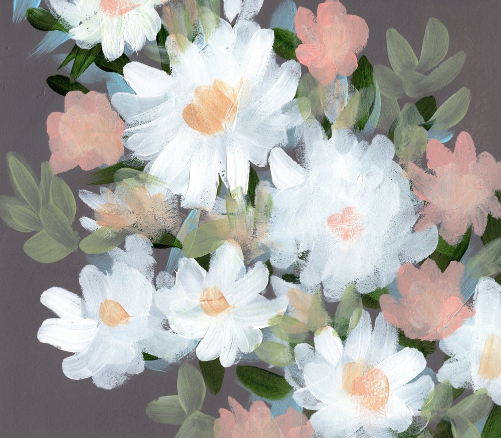 Myke rosa og hvite blomster av Shelley Hampe