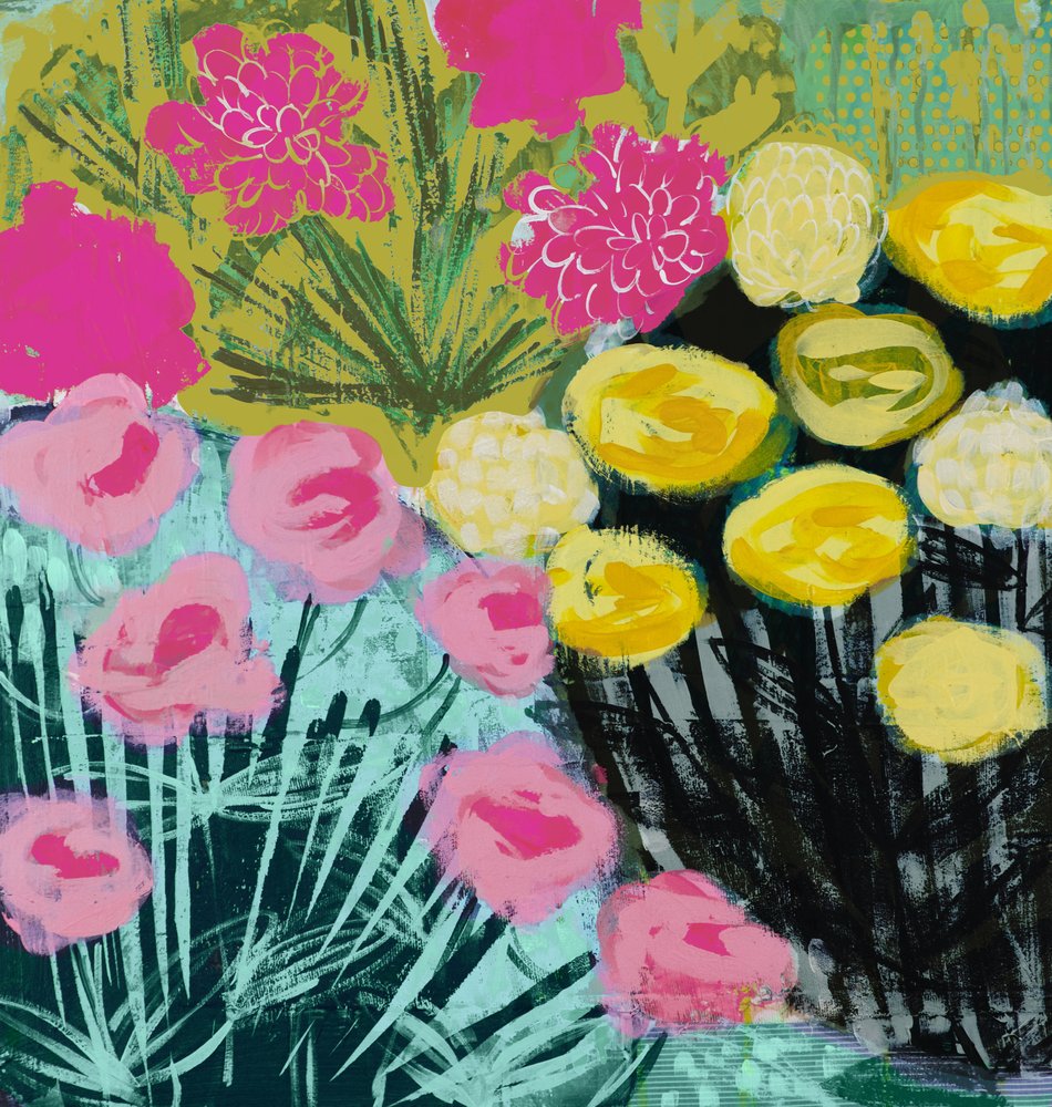 Livlig blomsterabstraksjon av Shelley Hampe