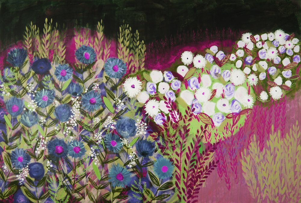 Livlig blomsterhage av Shelley Hampe