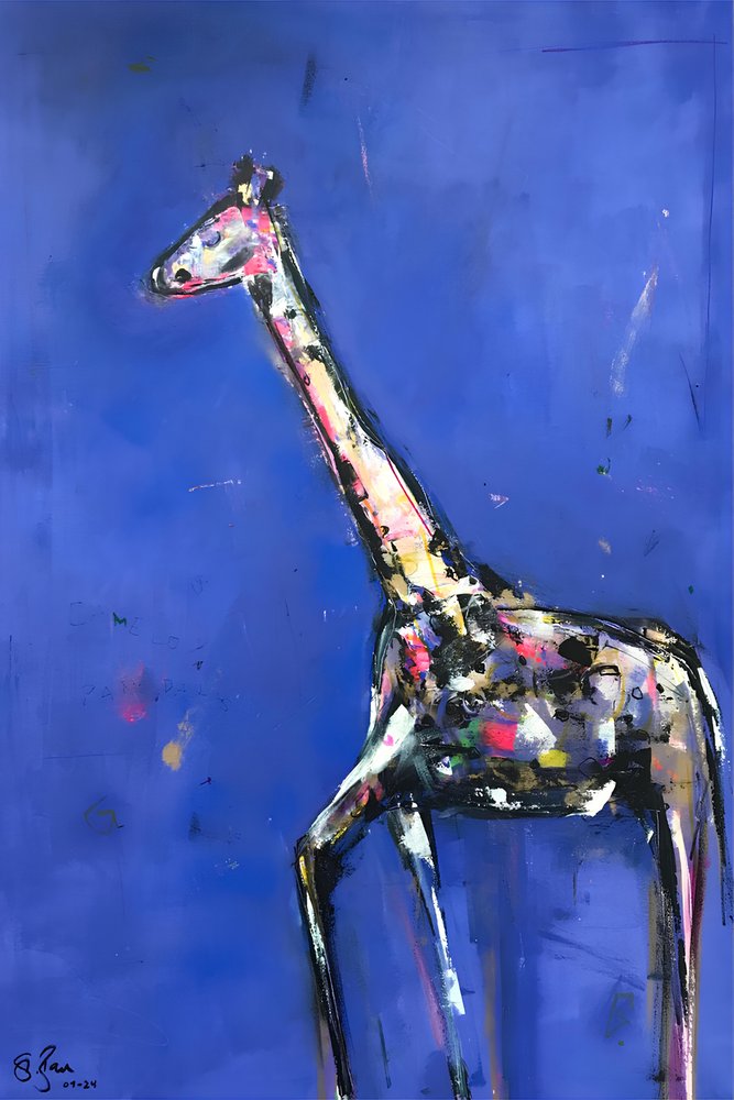 Fargerik abstrakt giraff av Stefan Bammert
