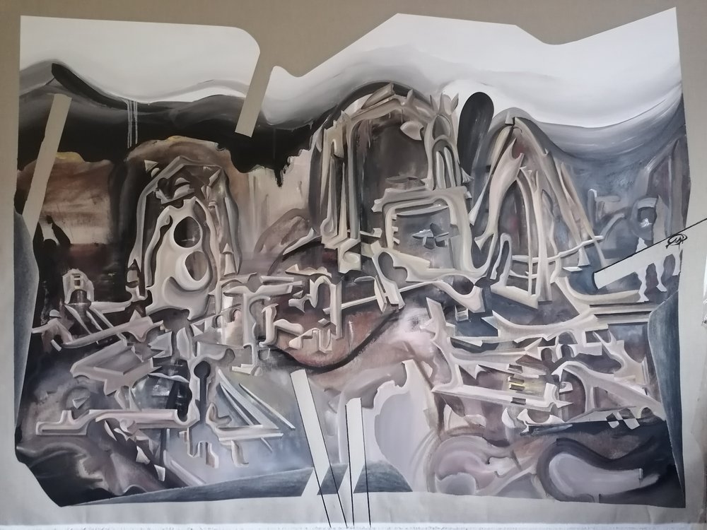 Futuristisk abstrakt bylandskap av Stefano Mazzolini