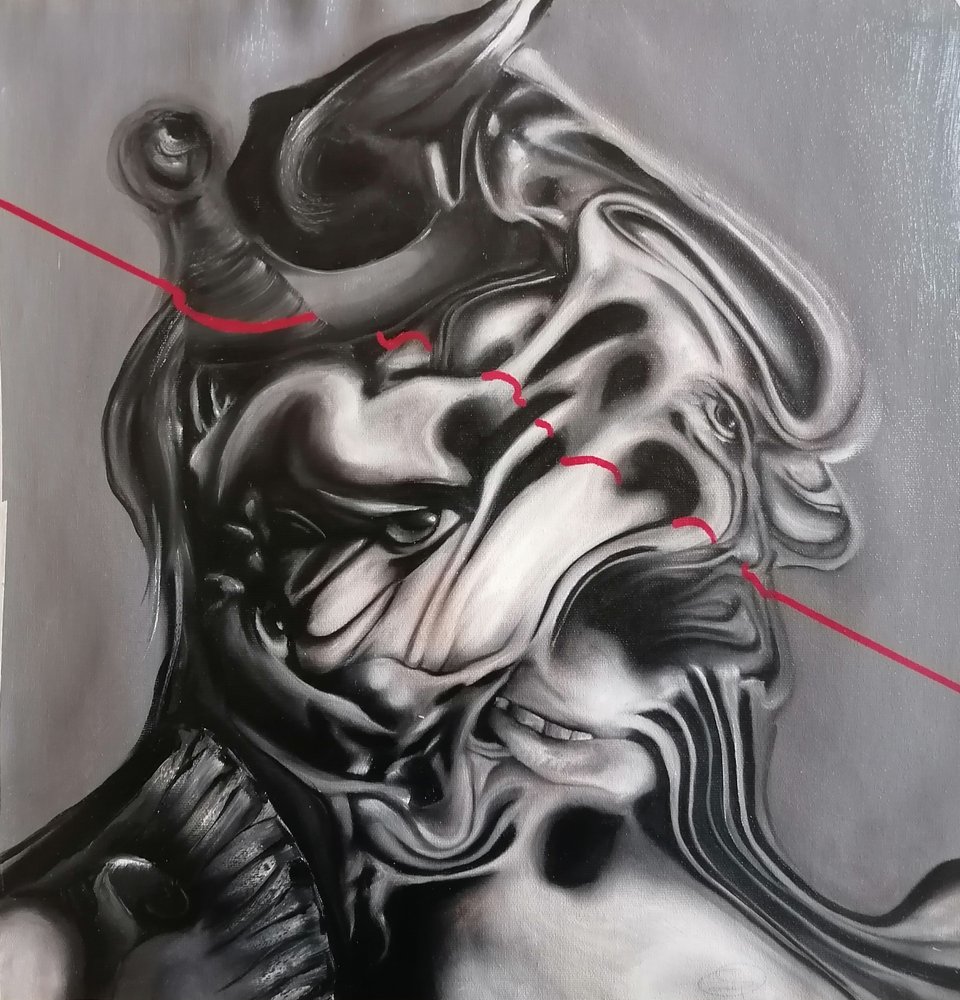 Surrealistisk forvrengt ansikt av Stefano Mazzolini