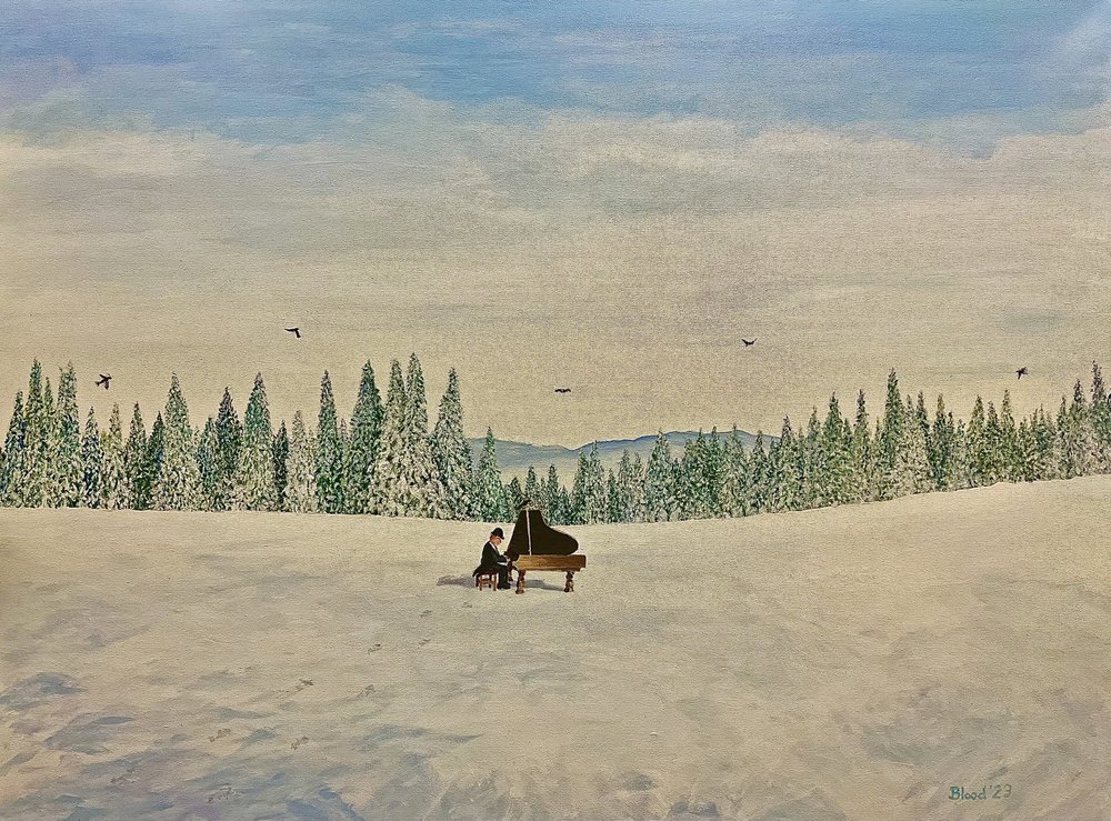 Piano på snødekt mark av Tom Blood