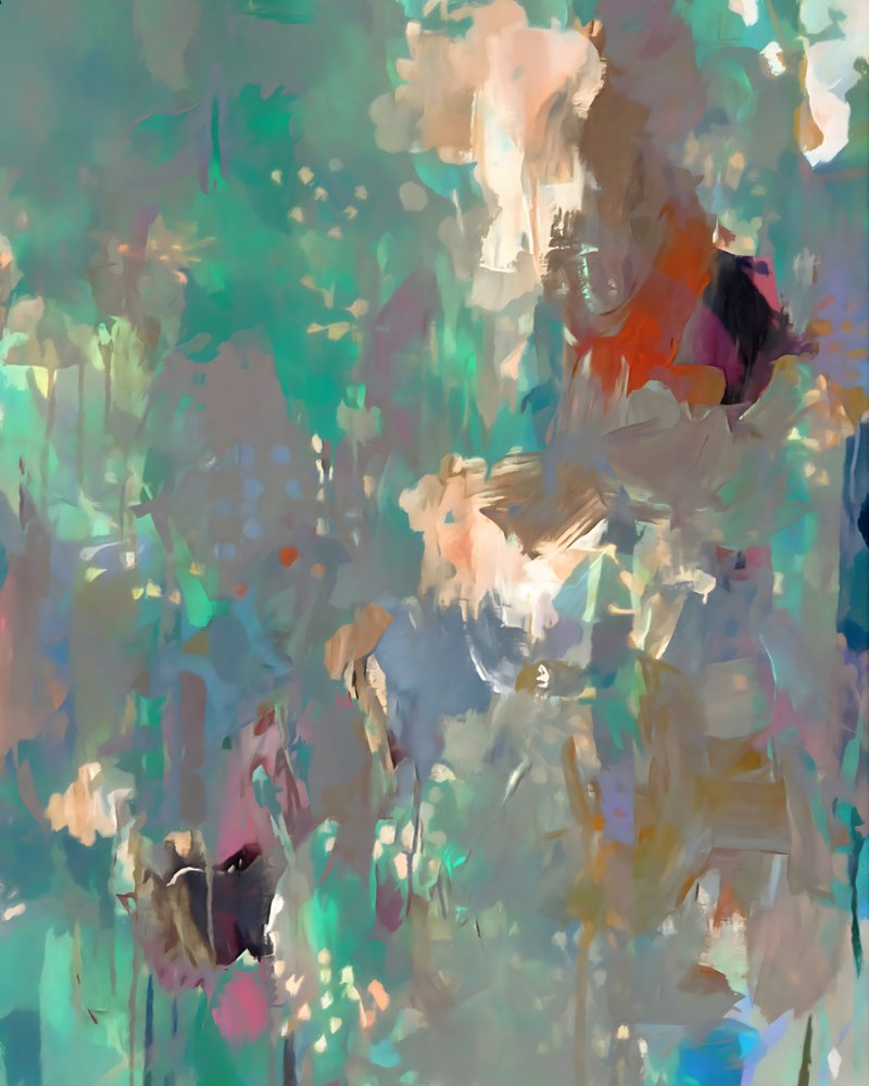 Flytende, blomsterinspirert abstrakt kunst av Uma Gokhale