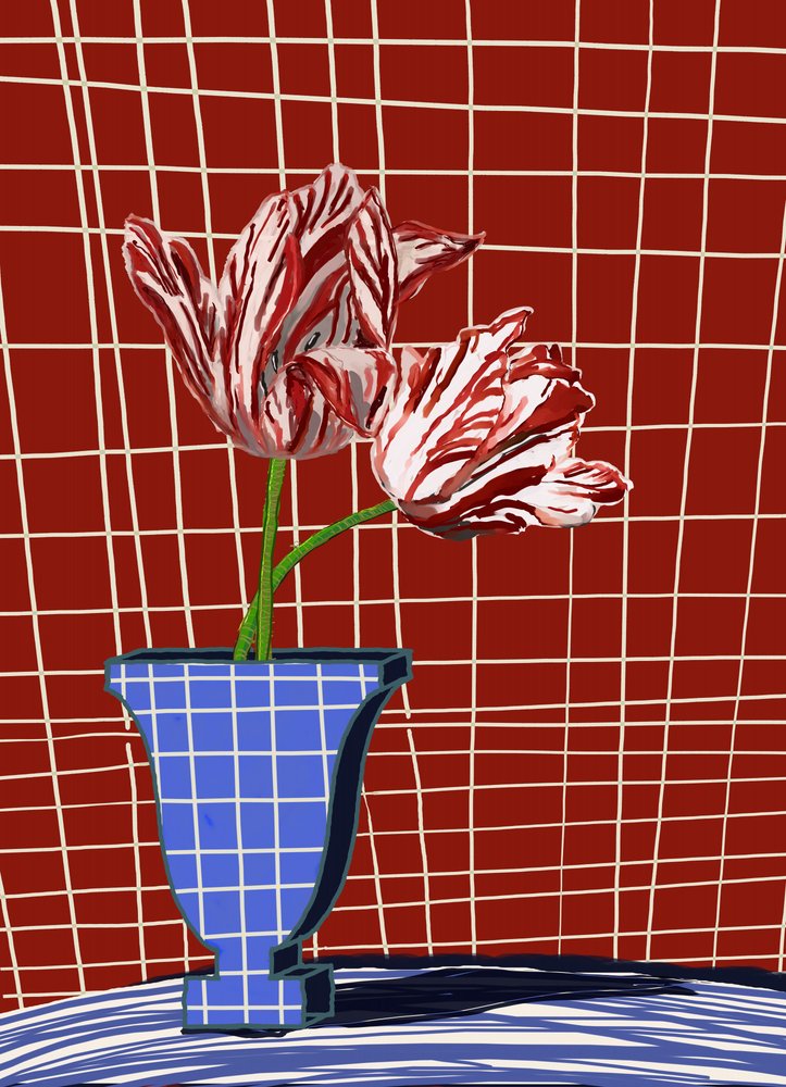 Stripete tulipaner, moderne stilleben av XHOZUCAN