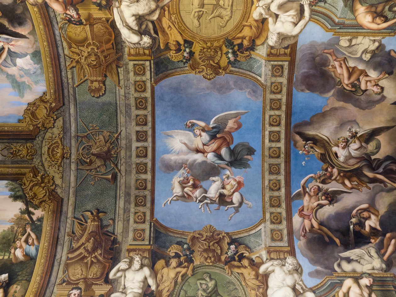 Allegory of the Sun, freskomaleri av hvelvet til Galerie doree, av Francois Perrier (1594-1649), 1645. Banque de France. Hotel de Toulouse, tidligere hotel de la Villiere, Paris - Hotel de Toulouse, headq av Unknown
