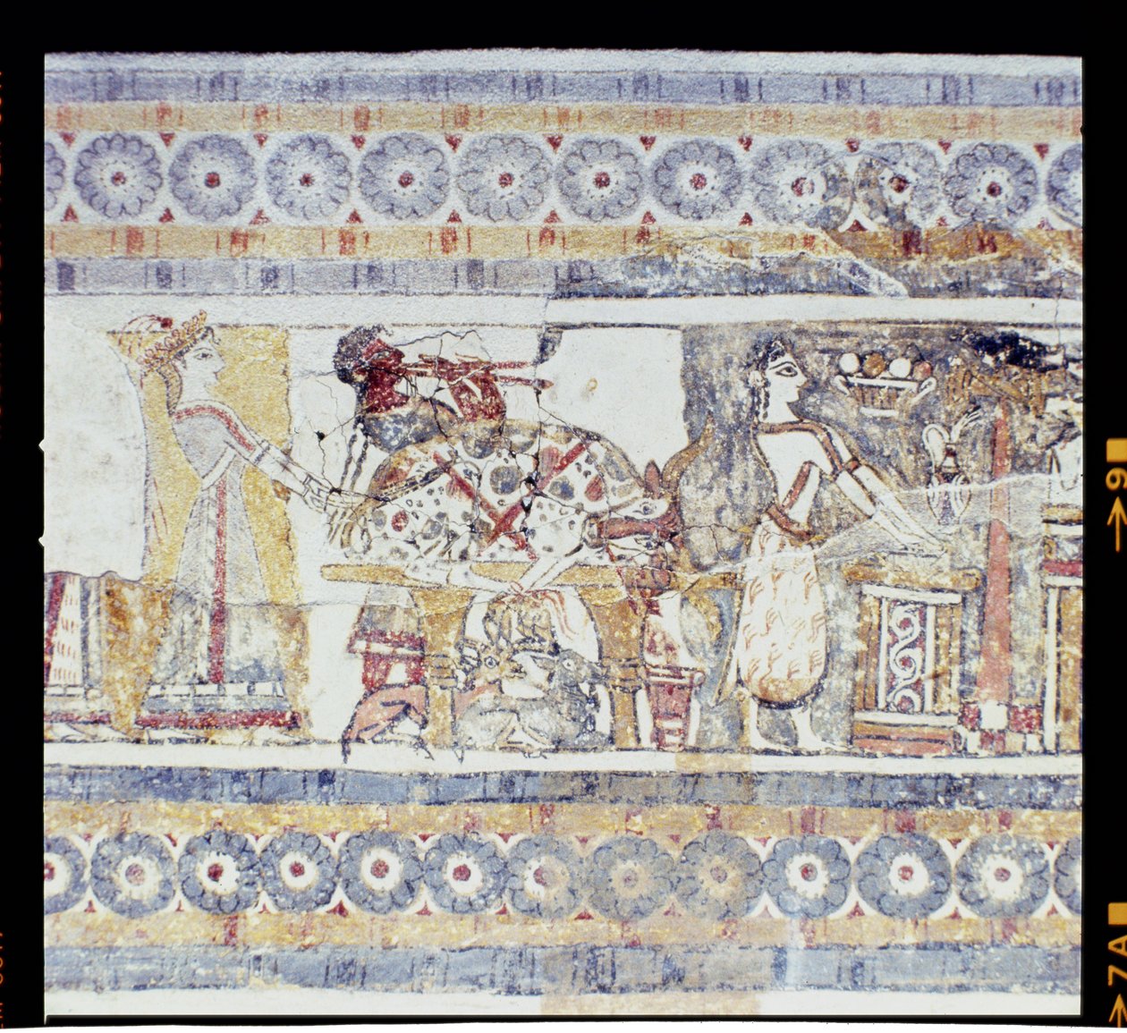 Dyreoffer, fra Agia Triada-sarkofagen, minoisk, ca. 1400 f.Kr. (freskomaleri på kalkstein) av Unknown