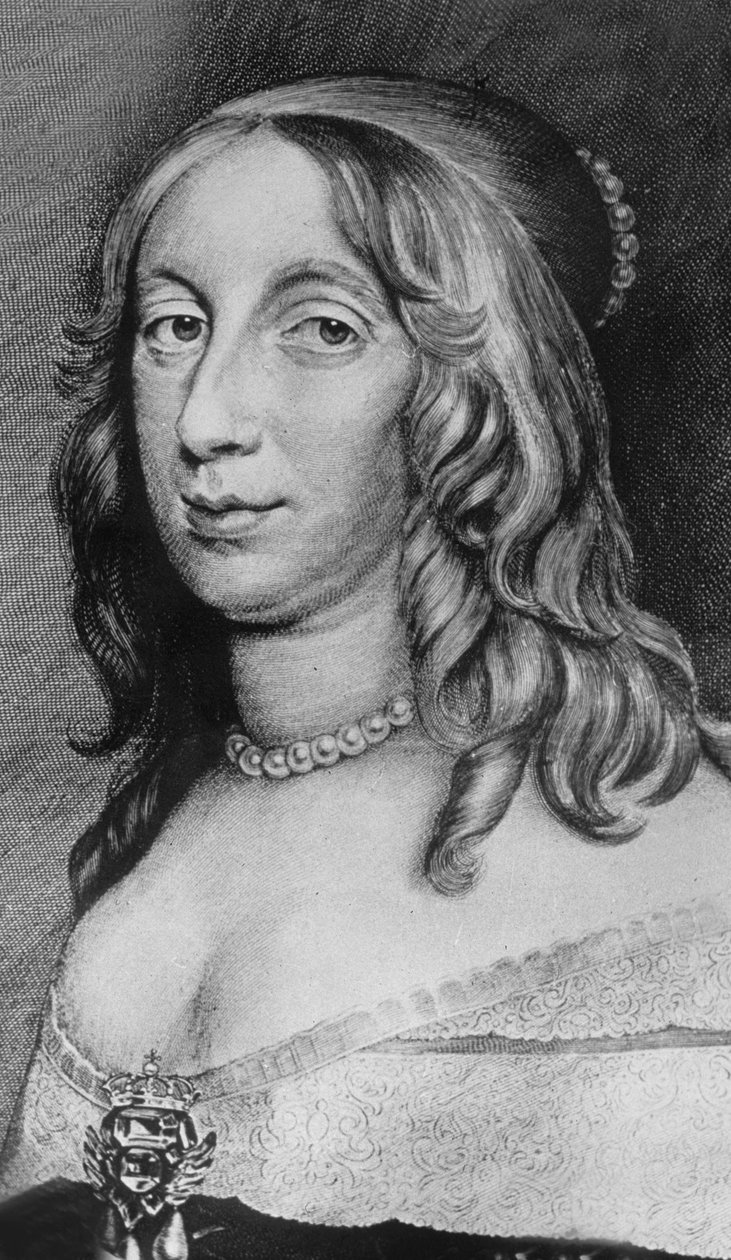 Christina (1626-1689) datter av GustavIIAdolf, dronning av Sverige i 1632-1654. fargegravering, 1800-tallet av Unknown