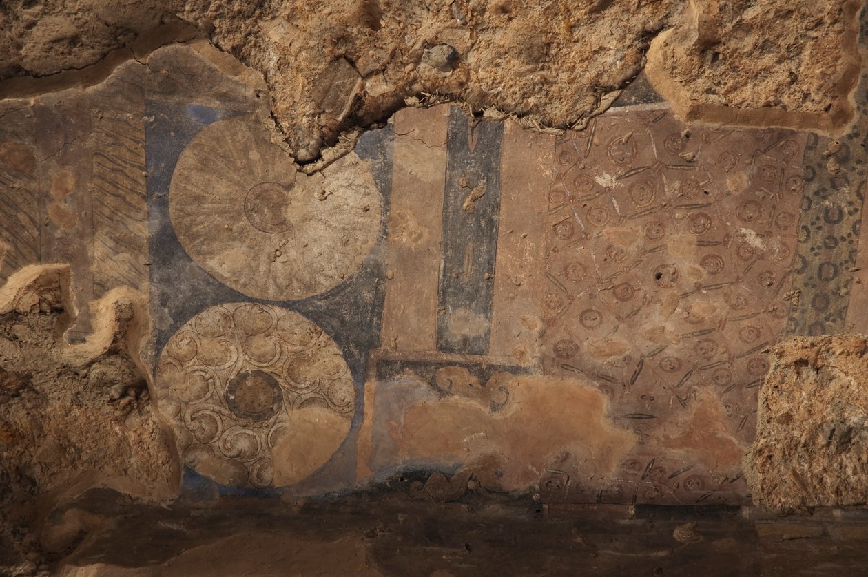 Detaljer om en freske i et kammer ved siden av nisjen til den lille Buddha av Unknown