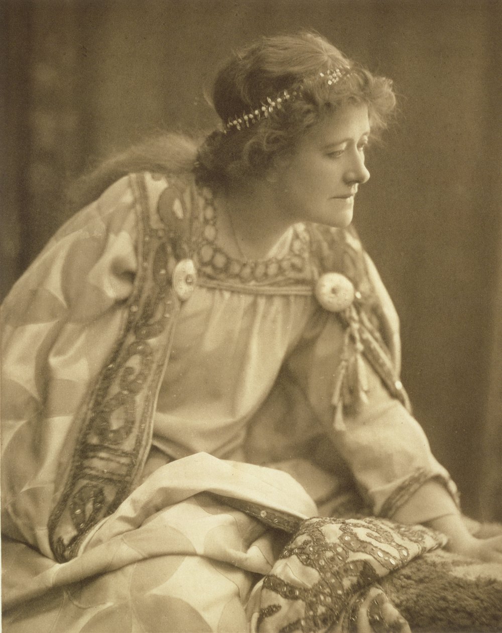 Ellen Terry (1847-1928) som Cordelia, etter et fotografi av Window & Grove av Unknown