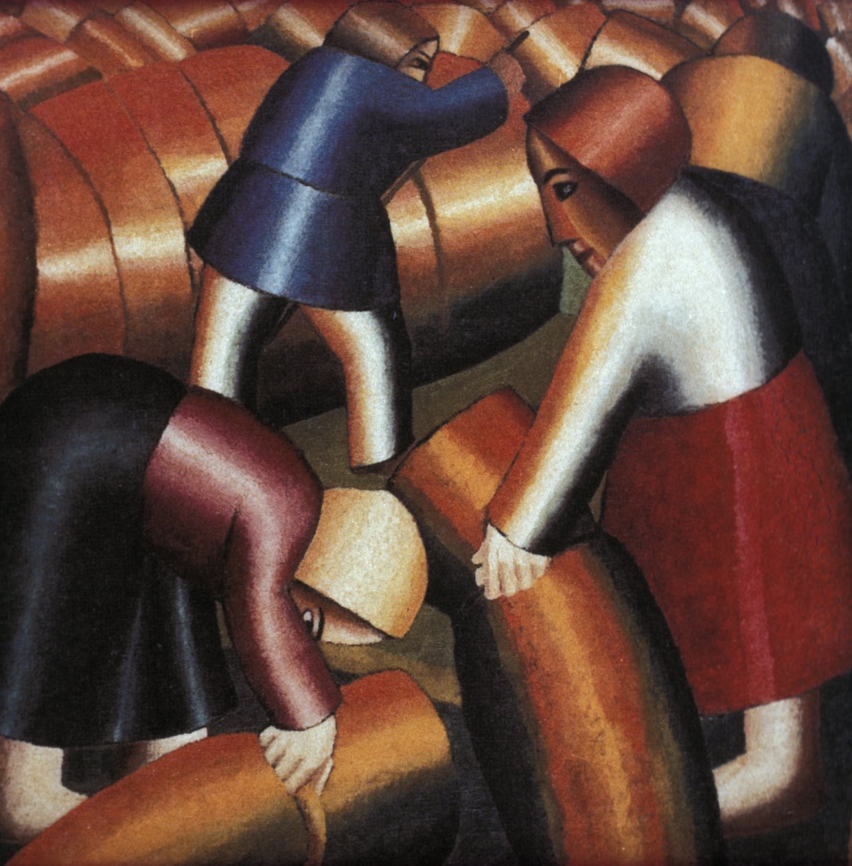 Haymaking (1928) et maleri av Malevich. av Unknown