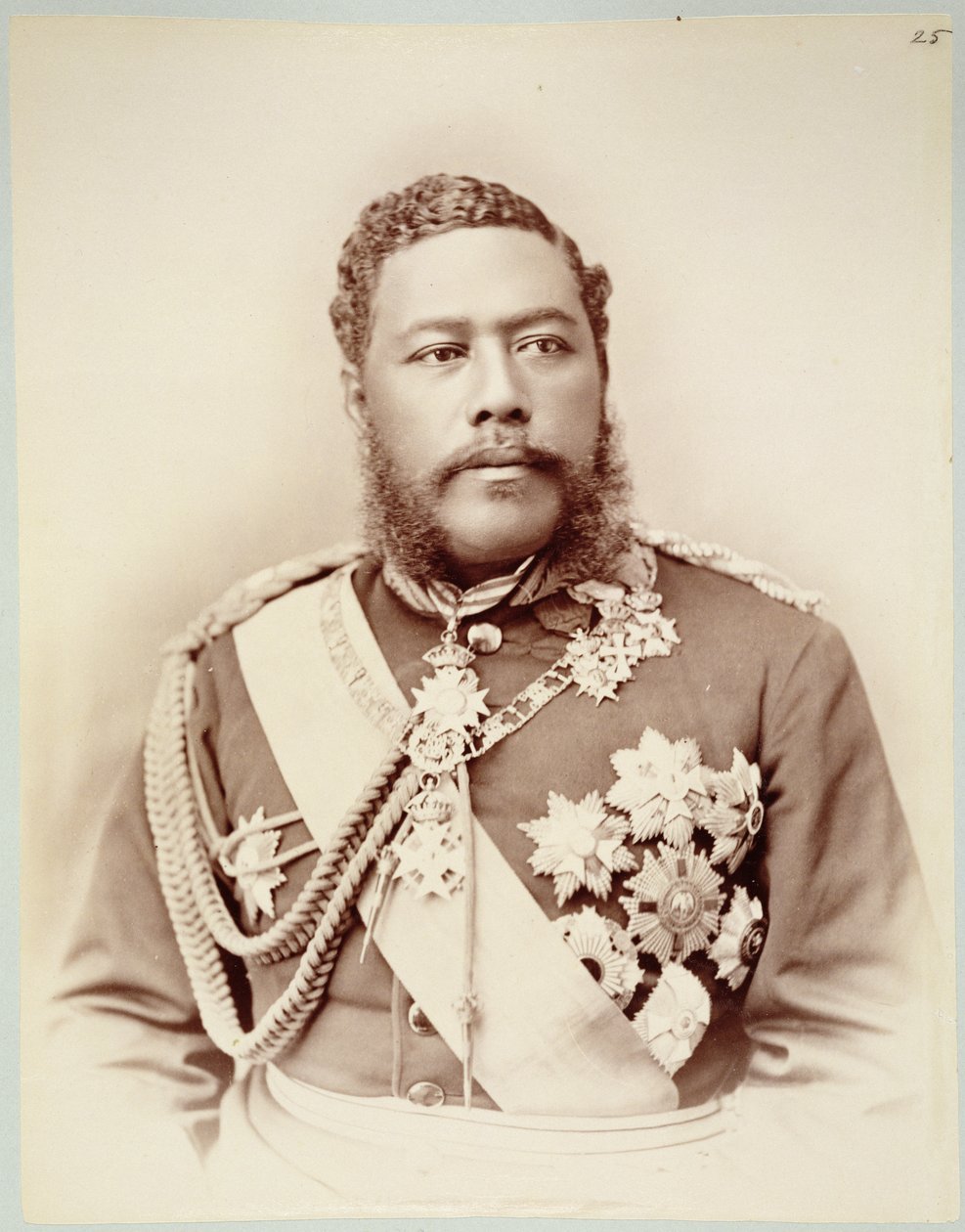 Kong Kalakaua (1836-91), sent på 1800-tallet (sepia-bilde) av Unknown