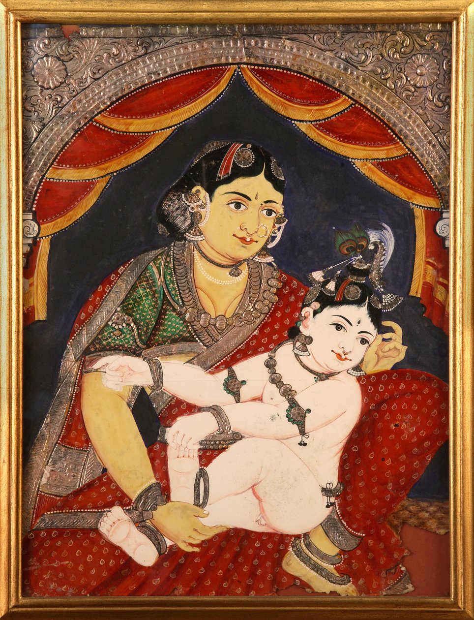 Krishna, Tanjore School of Painting sent på 1800-tallet. Tamil Nadu, India av Unknown