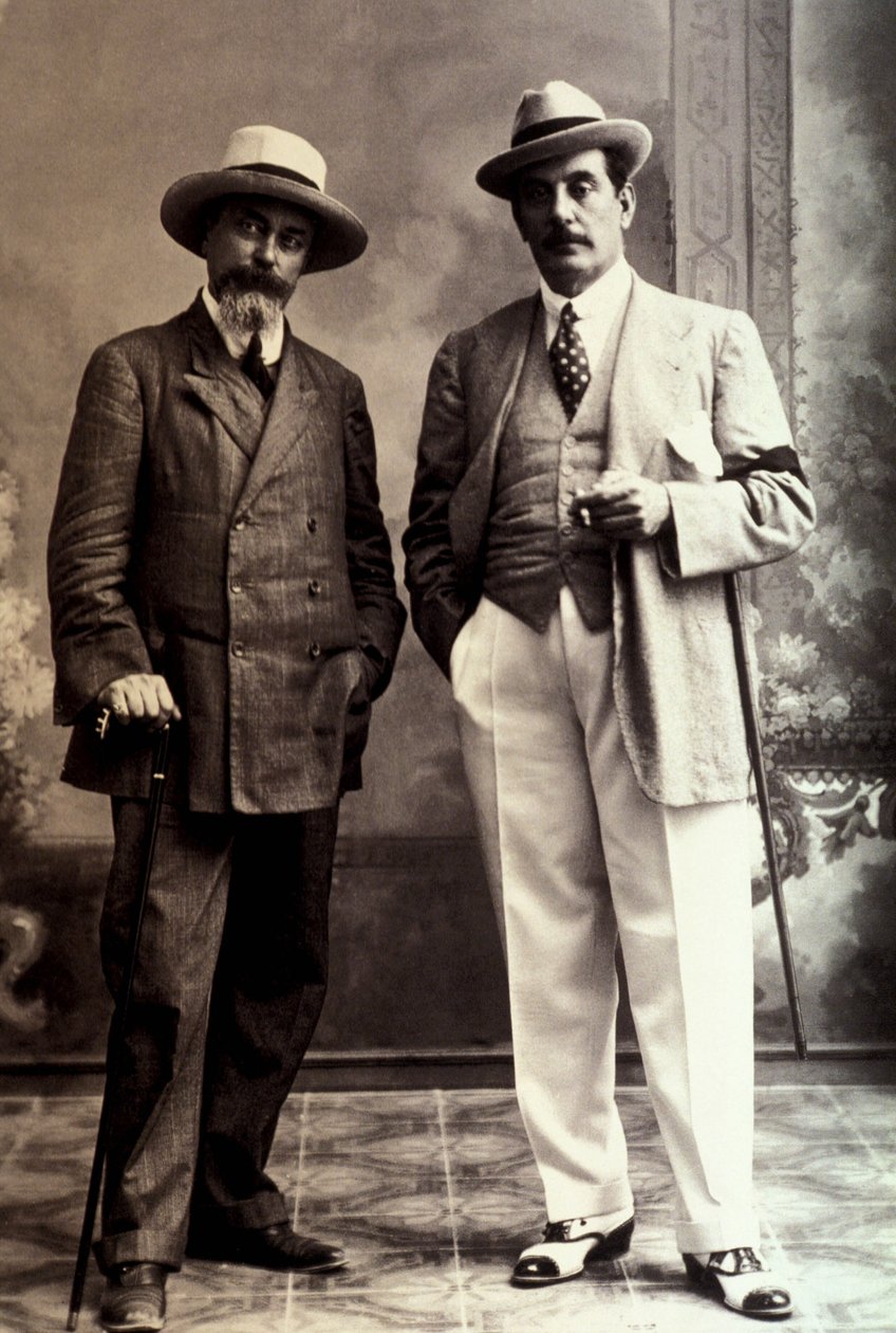 Luigi Illica med Giacomo Puccini (1858-1924) av Unknown