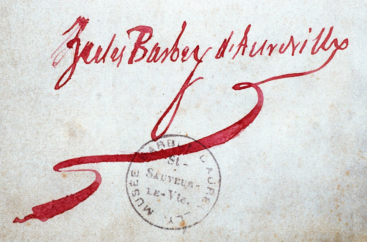 Manche N* 087, Museum of St Sauveur le Viscount, signatur av Jules Barbey dAurevilly (1808-1889) av Unknown