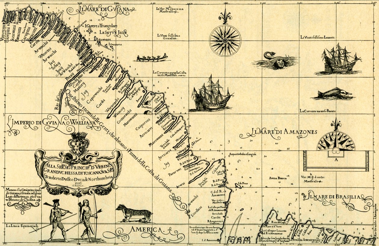 Kart over kysten av Guyana, 1646-47 av Unknown