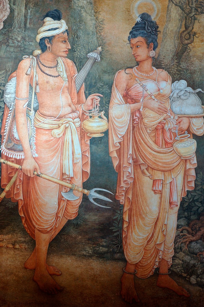 Veggmaleri på veggene til Kelaniya-tempelet ved Kelaniya Vihara, et av de helligste buddhistiske stedene omtrent seks mil fra hovedstaden Colombo på Sri Lanka. 7. januar 2010. av Unknown