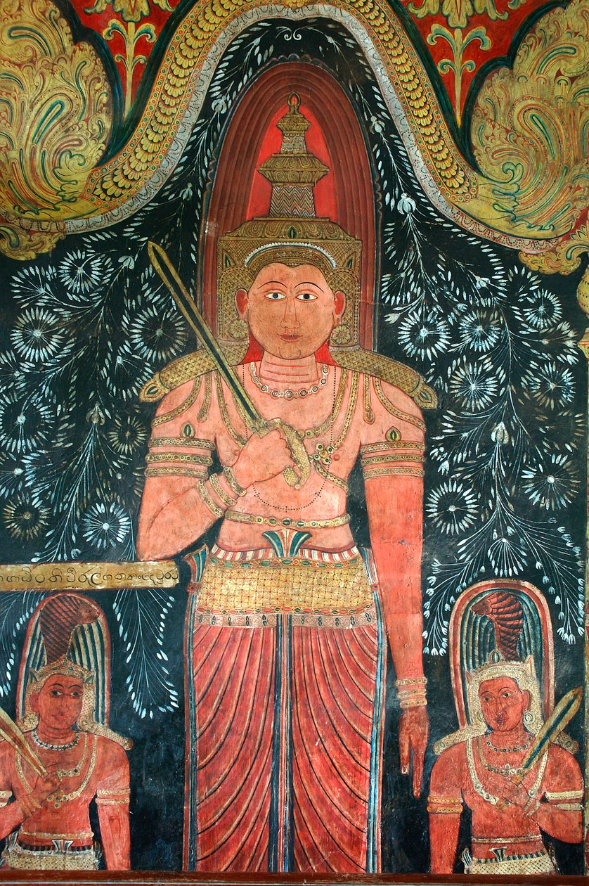 Veggmaleri på veggene til Kelaniya-tempelet ved Kelaniya Vihara, et av de helligste buddhistiske stedene omtrent seks mil fra hovedstaden Colombo på Sri Lanka. 7. januar 2010. av Unknown