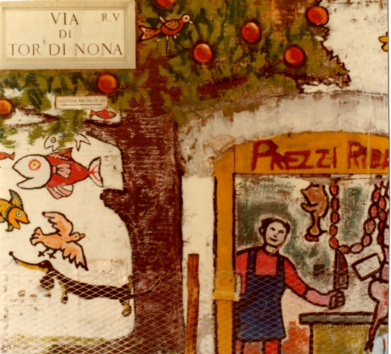 Veggmalerier i Via di Tor di Nona, Roma, 1977 av Unknown