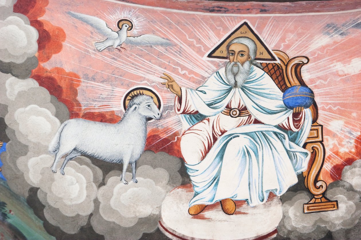 Malerier av Zahari Zograf på ytterveggene til Rila-klosteret, Blagoevgrad, Bulgaria av Unknown